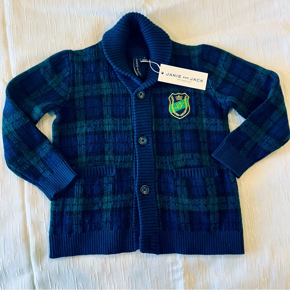 NWT Janie and Jack kids shawl collar button up sweater
